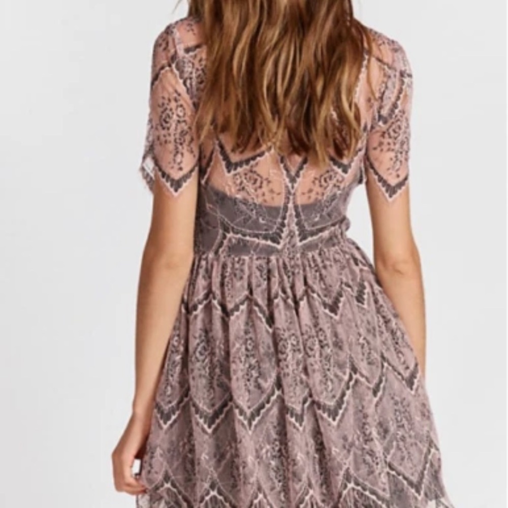 Free People She’s So Lovely Lace Mini Dress Ivory Black Size 2 - Picture 2 of 13